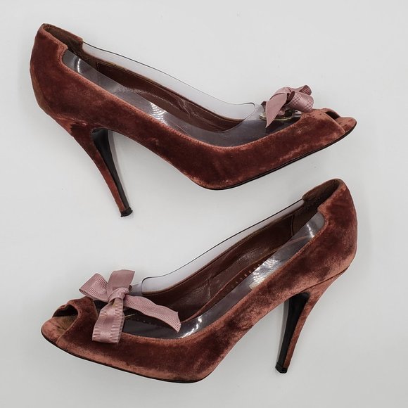 Stella McCartney Crushed Velvet Peep-toe Pumps - Picture 5 of 16